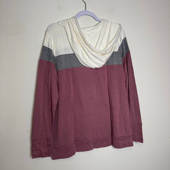 Market & Spruce Women’s Pullover Hoodie Colorblock Maroon White Gray NWT Plus 1X - Picture 5 of 9